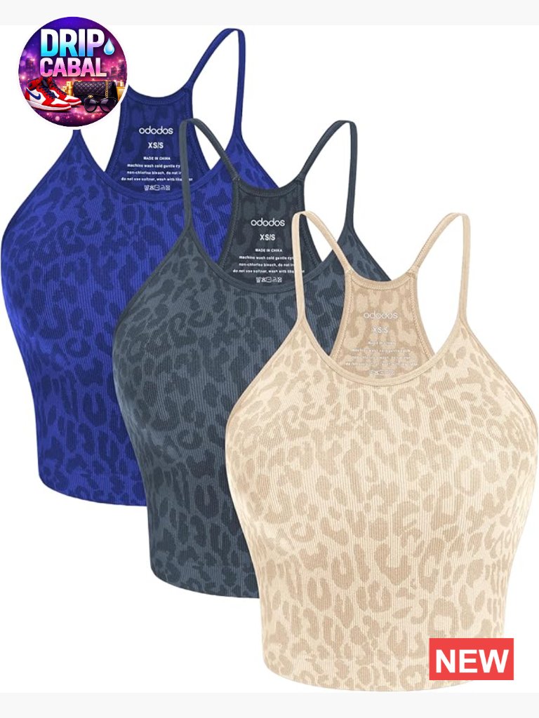 Seamless Rib-Knit Crop Camisole Tank Top 3-Pack Crop Tops Layering